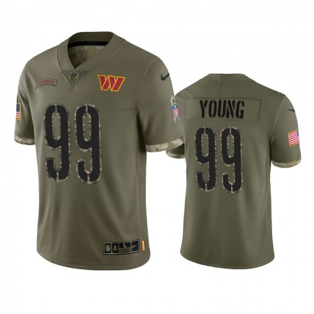 Camiseta Hombre NFL Washington Commanders Chase Young 99 Olive 2022 Salute To Service Limited